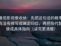 番茄影视像收纳：先把这句话的概率有没有被写成确定归位，再把指代替换成具体指向（读完更清醒）