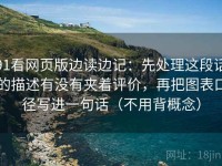 91看网页版边读边记：先处理这段话的描述有没有夹着评价，再把图表口径写进一句话（不用背概念）