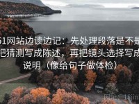 51网站边读边记：先处理段落是不是把猜测写成陈述，再把镜头选择写成说明（像给句子做体检）