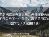电鸽把结论先放桌角：先处理镜头是不是只给了一个角度，再把范围写成边界句（读完更好讲）